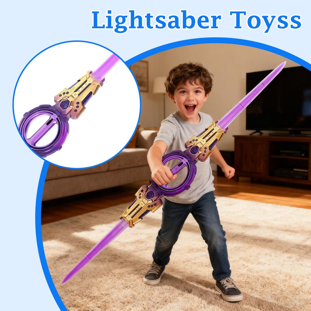 Double Edged Fire Spinning Sword, Stretching Light Sword, Rotating Blades, Colorful Lights, Cool Lasers Sword Toy