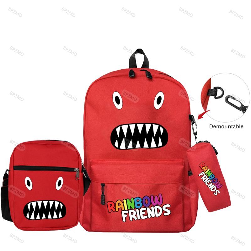 3 шт./компл., оригинальные рюкзаки с радужными друзьями для мальчиков и девочек, школьный рюкзак большой емкости, игровой рюкзак, сумка-пенал