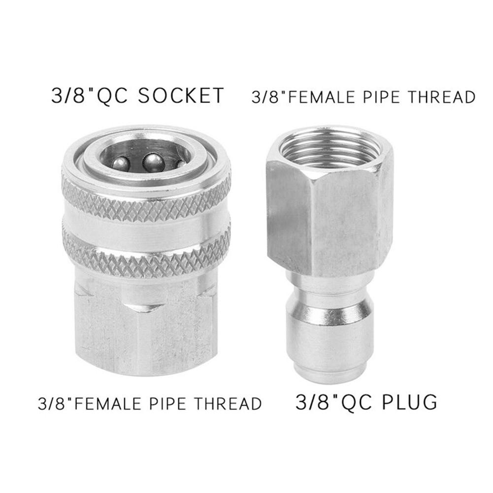 Stainless Steel Pressure Washer Adapter Set G3/8 Inch Female Connect Plug And