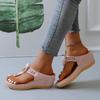 New Women's Shoes Flip Flops Women's Slippers Fashion Metal Decoration Beach Slippers Women Summer Plus Size Wedge Slippers