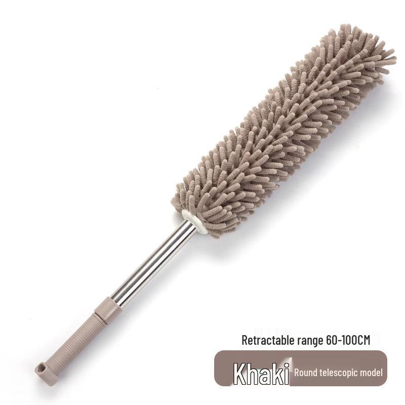 Telescopic Pole for Floor, Cabinet, and Ceiling Cleaning with Feather Duster and Dust Removal Features