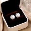Silver Needle Geometric Pearl Earrings - High-End Light Luxury White Pearl Design