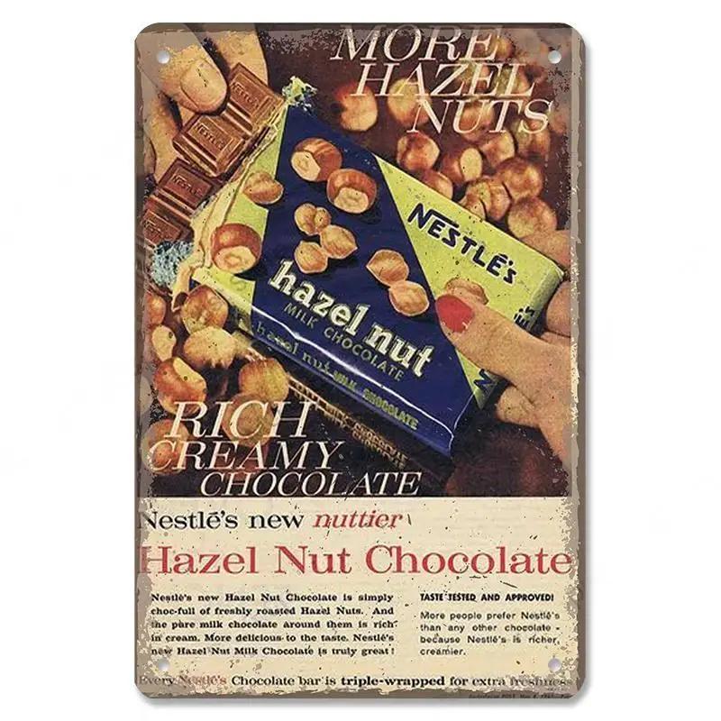 Винтажная металлическая табличка "Шоколадный торт" Вкусный десерт Жестяной знак для кофейни Пекарни Ретро Настенный декор Домашний декор Постер П