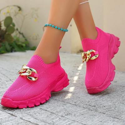 Женская обувь 2025 Новые слипоны Женские вулканизированные туфли Металлическая отделка Большой размер Уличные Повседневные Дышащие кроссовки