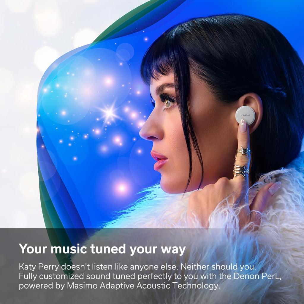 Беспроводные наушники Denon Bluetooth PerL Pro Персонализированные активные шумоподавляющие наушники с микрофоном для зарядки, черные AHC15PLBKEM AH-C15PL Функция/Адаптивность