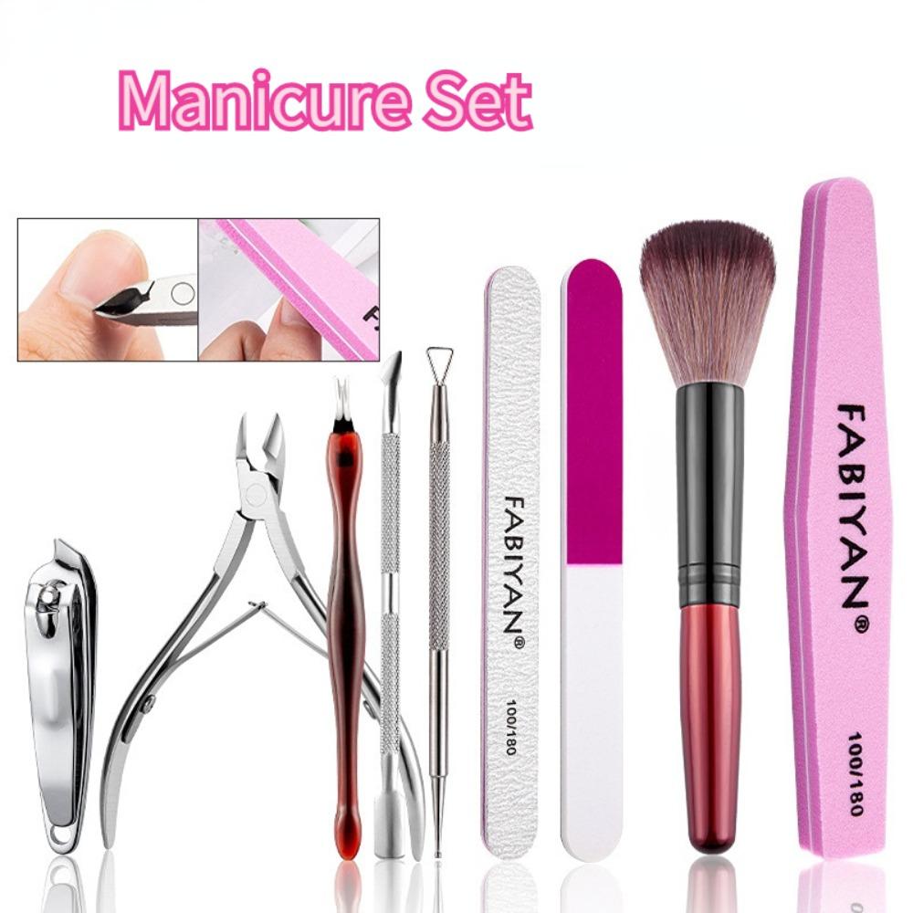 Pusher Nail Remover Manicure Tools Set Stainless Steel Dead Skin Scissors Nail File Polishing