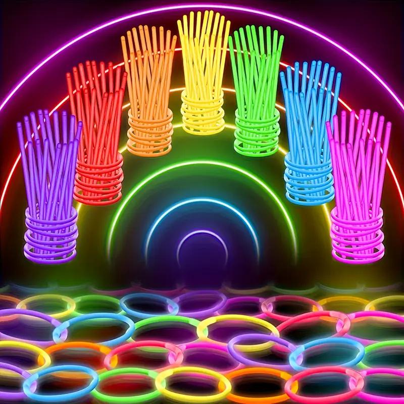 100 шт. 8-дюймовых неоновых светящихся палочек, игрушки, яркие многоцветные светящиеся стяжки для изготовления украшений своими руками, подарки для вечеринок, дни рождения, украшения на Хэллоуин