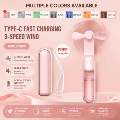 Портативный вентилятор 2000 мАч USB-перезаряжаемый 3-скоростной мини-ручной складной вентилятор ручной небольшой карманный дорожный вентилятор с удобным внешним аккумулятором
