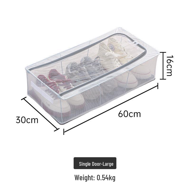 Прозрачный ящик для хранения обуви и ботинок со стальным каркасом - Складной, Пыленепроницаемый, Органайзер под кровать, Не требует установки