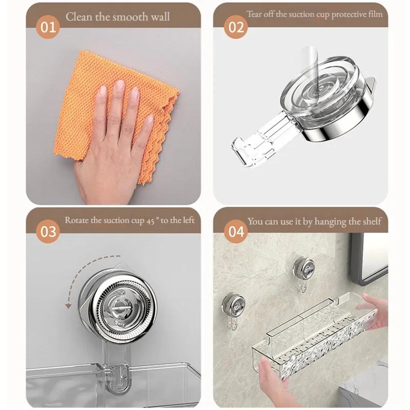 Душевая присоска для ванной комнаты, полка для хранения, корзина, домашний органайзер для хранения, декоративная полка, легко устанавливаемый органайзер для ванной комнаты