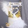 2x Romantic Crown Swan Cake Topper Baking Decorative Tabletop Decor Golden
