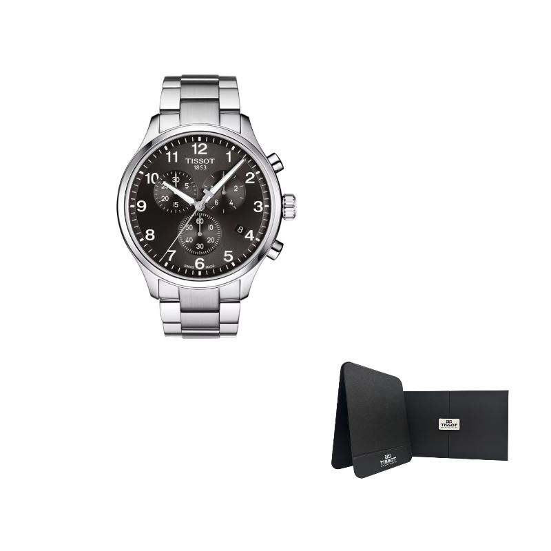 Tissot Часы Soko Collection, кварцевый механизм, унисекс, 45 мм, черный циферблат, браслет из нержавеющей стали T116.617.11.057.01-