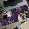Игровой коврик для мыши Большой настольный Темный эстетичный дизайн Череп Цветочный Фиолетовый для Нескользящего Офисной Работы Клавиатурная подставка Настольные аксессуары