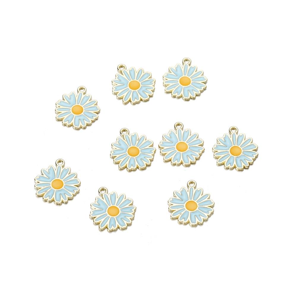 10Pcs/lot Mix Style Colorful Flower Pendants Enamel Metal Necklace Bracelet Charms For DIY Jewelry Making Supplies Accessories
