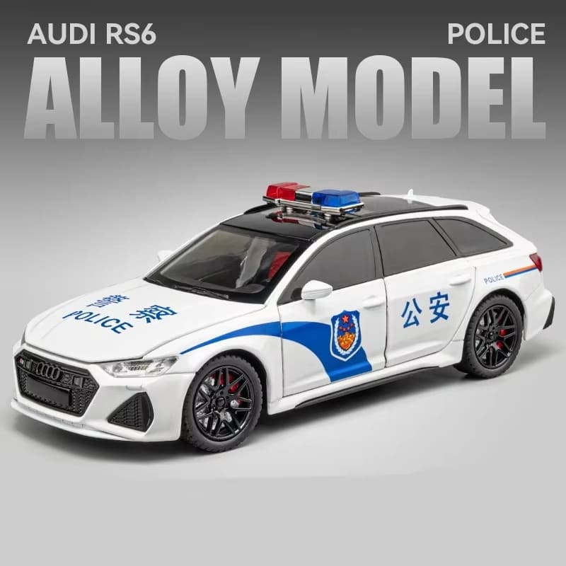 Новая 1/24 RS6 Avant Station Wagon Модель автомобиля из литого металла Игрушечная полицейская машина Модель автомобиля Моделирование Звук и Свет Дети Мальчики Подарок