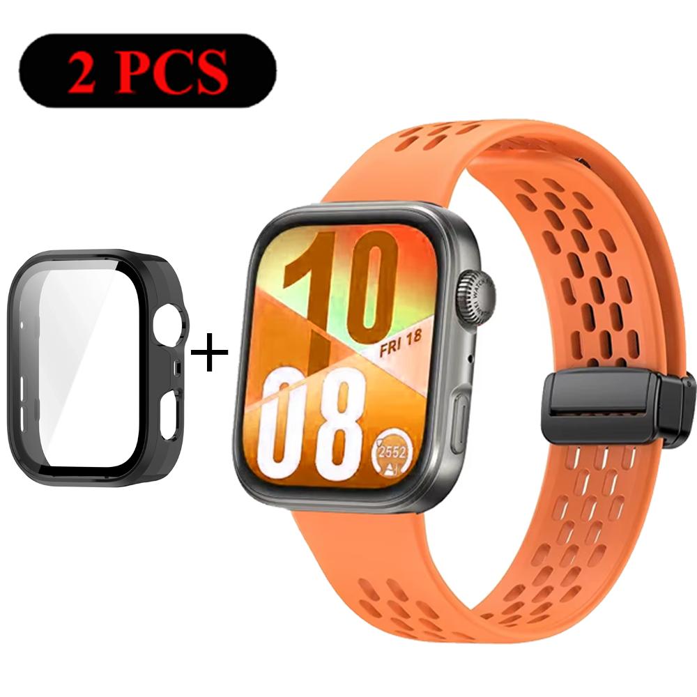 Ремешок+Чехол Силиконовый Ремешок для Huawei Watch Fit 4 Pro Fit 4 Удобный Браслет для Huawei Watch Fit 3 Дышащий Ремешок ПК Оболочка