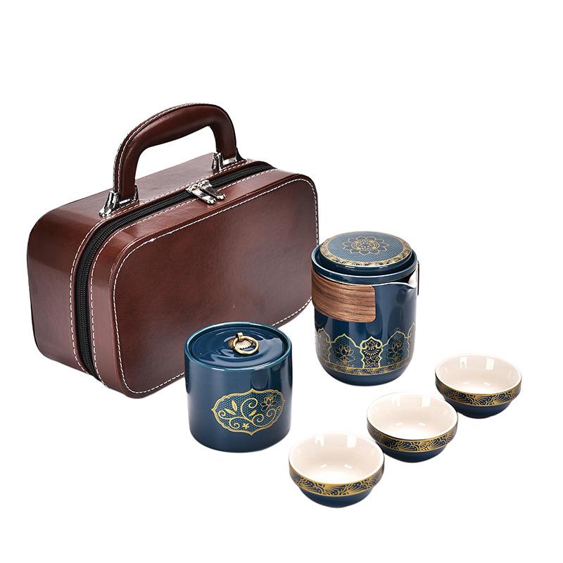 Керамическая чашка Kuaike Простой набор Один чайник Три чашки Дорожный чайный набор с чайницей Практичные бизнес-подарки