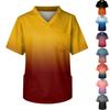 Men's Printing Short Sleeve V-neck Working Blouse Chest Pocket Carer Top