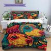 Colorful Dachshund Pattern Bedding Home Decoration Birthday Gift (1 * duvet cover + 2 * pillowcase, without core)