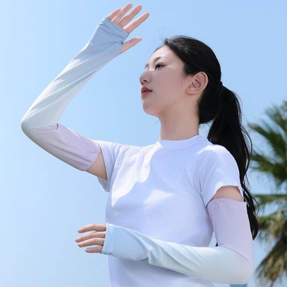 Flared Sunscreen Arm Sleeves Pulling Rope Cycling Arm Cover Sweet Ice Silk Arm Sleeves  Summer