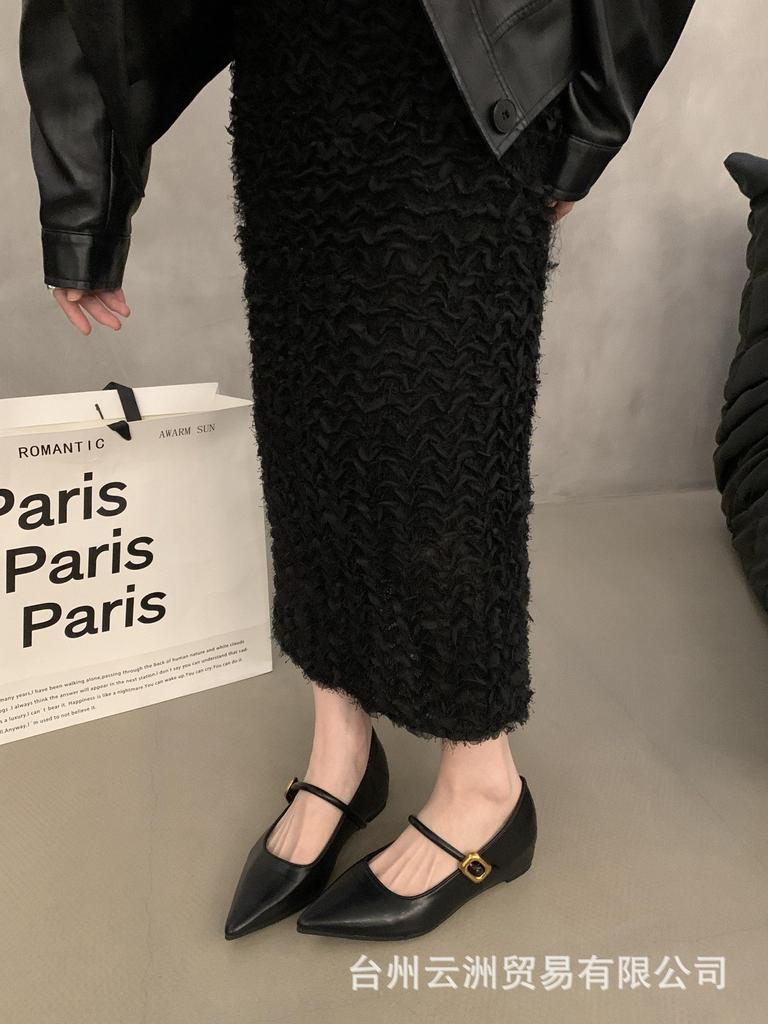 Туфли Мэри Джейн с леопардовым принтом в стиле ретро, женские, увеличивающие рост изнутри, с пряжкой в виде одного слова, маленькие кожаные туфли, весенние и летние шапочки