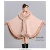 Oversize Winter Big Faux Fox Fur Neck Plus Size Poncho Out Streetwear Women Cloak Pashmina Batwing Sleeves Shawl Coat