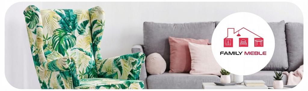 Ohrensessel Print mit gemustertem Bezug und Fußhocker im skandinavischen Stil – Family Meble