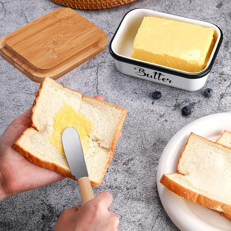 Прямоугольная масленка с ножом - Контейнер для хранения сыра и продуктов