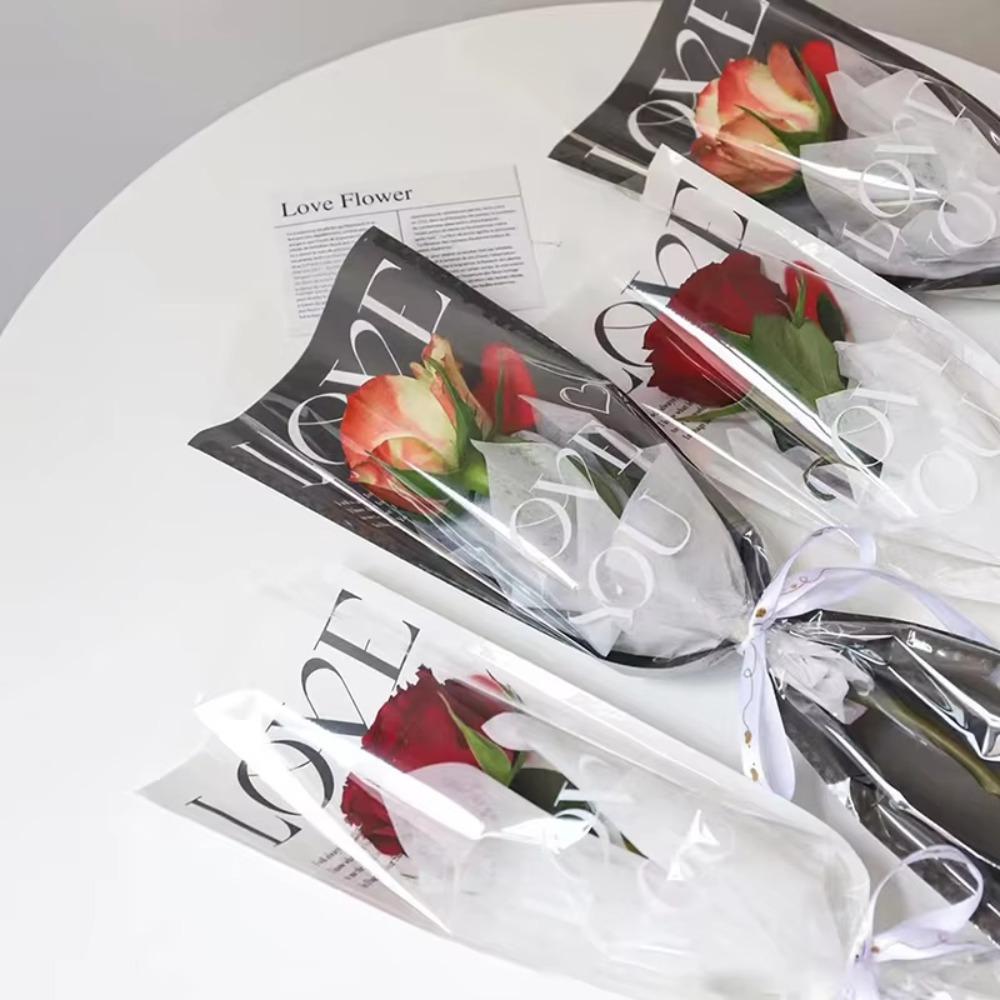 Waterproof Bouquet Plastic Bag Transparent Flower Wrapping Paper New Rose Packaging Bags