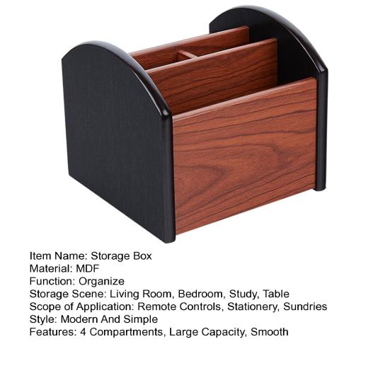 Настольный ящик для хранения, деревянный, гладкий, 4 отделения, вращение на 360 градусов, большая емкость, ножницы с дистанционным управлением, очки для телефона, чехол для хранения канцелярских принадлежностей