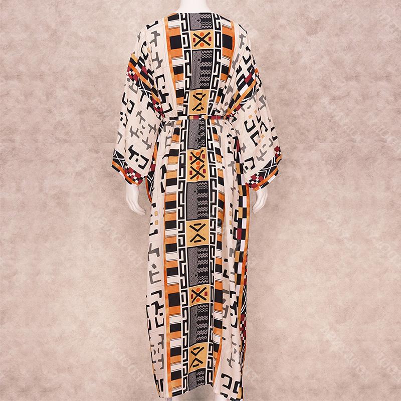 EDOLYNSA 2023 накидки на бикини в стиле бохо с принтом, элегантное кимоно с поясом, платье-туника, женская пляжная одежда больших размеров, купальный костюм, накидка Q1228