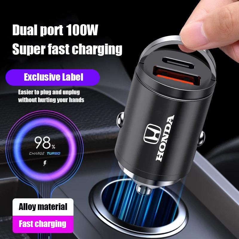 pzsh2 100W QC3.0 PD Mini Car Charger Fast Charging Car USB Type C Charger For Honda Civic FIT Accord Prelude CRV 5th City CRZ CRX Jazz