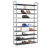 VidaXL Shoe Rack with 10 Shelves Metal and Non-woven Fabric Black