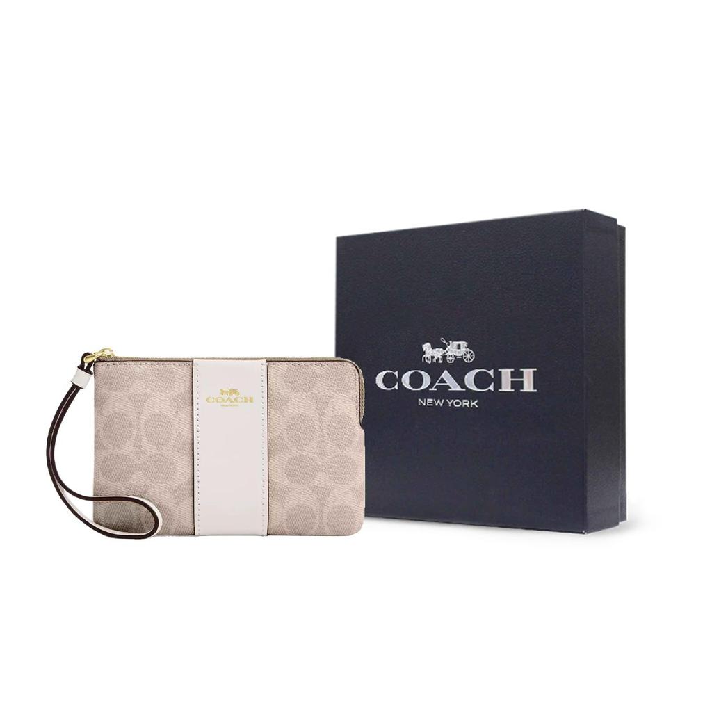 Coach 15 Логотипов Бренда Застежка-молния Покрытие из Канвы Мини-клатч Женский клатч Меловой Мультицвет CW854-IMXDM