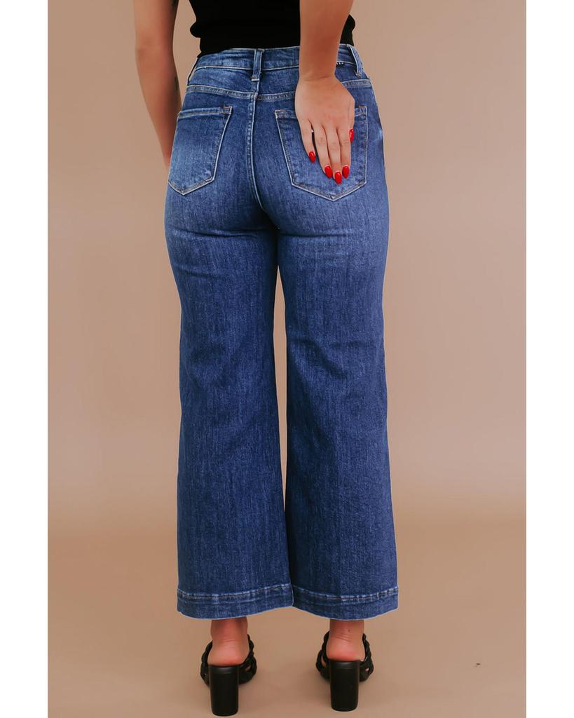 Azura Exchange Темно-синие джинсы больших размеров с широкими штанинами и высокой талией