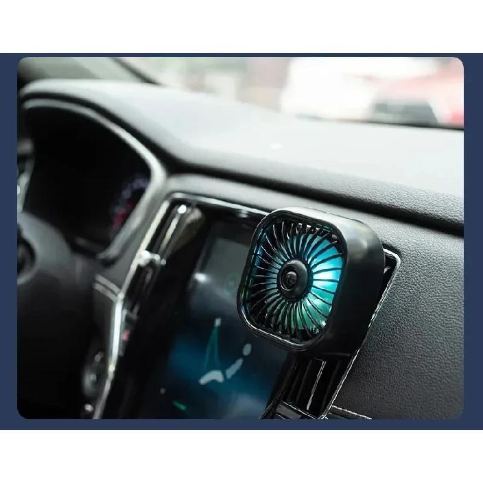 Car Interior Decorative Fan, USB Charged 7-Blade Vortex Strong Wind Fan, 3 Gears Adjustable with RGB Color Changing Light