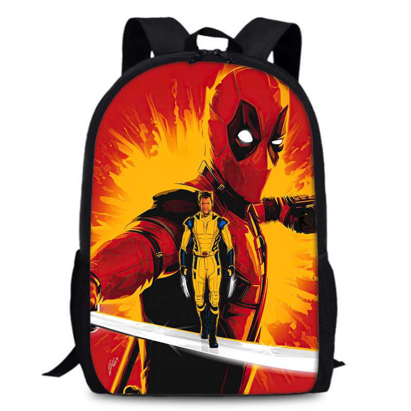 Deadpool Wolverine Backpack 15 Inch Anime Cartoon Schoolbag Lightweight