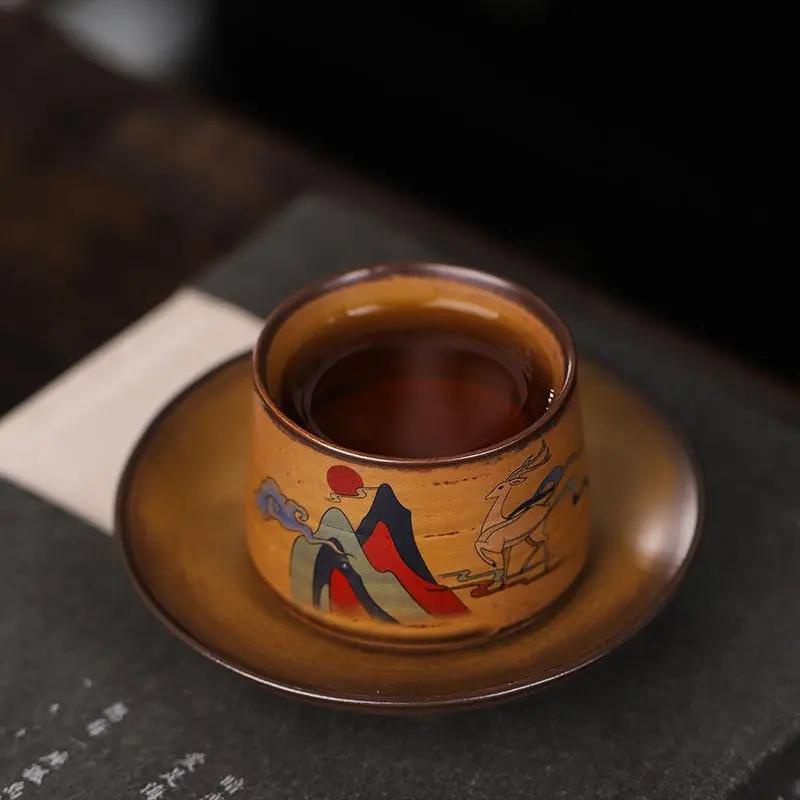 Винтажная чайная чашка ручной работы с глазурью соуса, чашка для дегустации чая, бытовая чашка, чашка для чая кунг-фу, керамическая чашка, одиночная чашка владельца