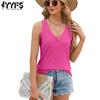 Women's Fashion Casual Summer Spring Solid Color Print Sleeveless V-Neck Blouses & Shirts