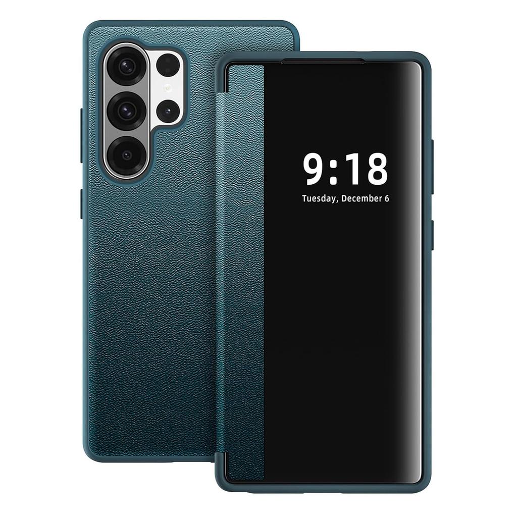 Бизнес-чехол-книжка из натуральной кожи класса люкс для Samsung Galaxy S26 Ultra S26 S25 S24 S23 Plus с окном-дисплеем LED, противоударная защитная крышка