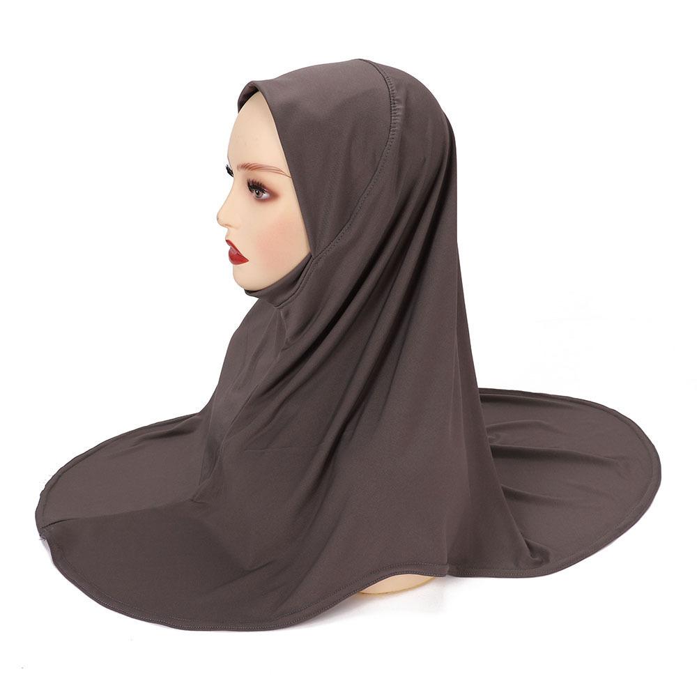 Malay Double Chin Undercap Muslim Women Solid Color Inner Scarf Islamic Instant Hijab Ladies Cap Crystal Hemp Bonnet Hat 80*55cm