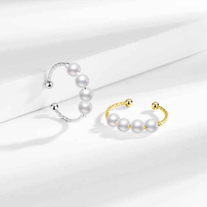 Women's Adjustable Retro Pearl Ring - Trendy Open Index Finger & Joint Style