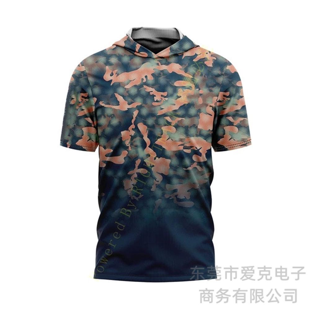 Fishing clothing Sunscreen quick-drying clothing Summer men's short-sleeved hooded outdoor sportswear Breathable Luya fishing shirt