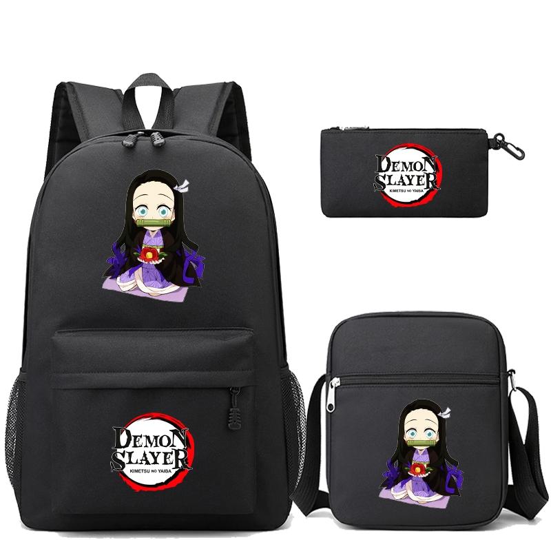 3 шт./компл. рюкзак «Убийца Демонов» в стиле аниме с сумкой на плечо, пенал для мальчиков и девочек, школьная сумка для книг, мужская и женская дорожная сумка