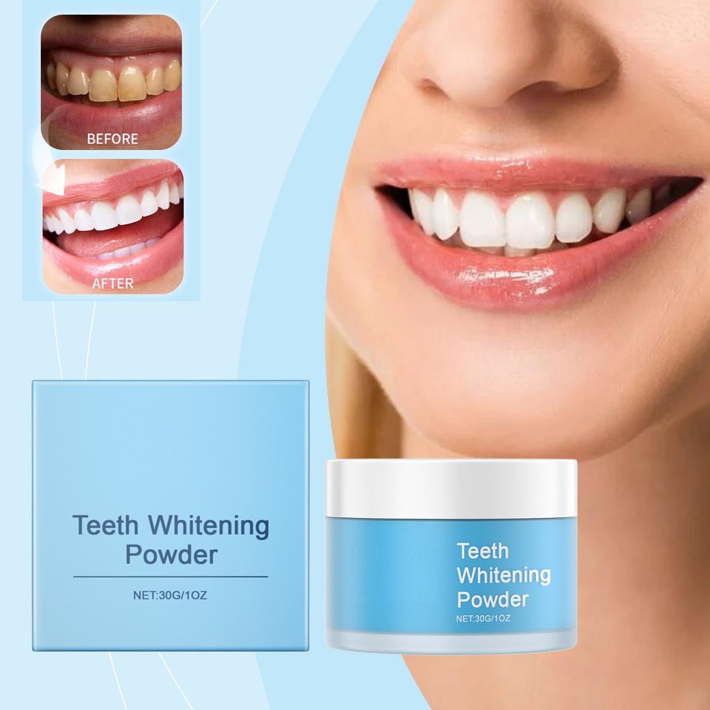 Зубной порошок для отбеливания и удаления пятен укрепляет зубную эмаль, отбеливает зубы, удаляет пятна и освежает дыхание