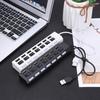 Compact USB 2.0 Adapter Hub with 7 Ports Universal Widely Compatible LED High-speed Power ON/OFF USB Splitter Dock