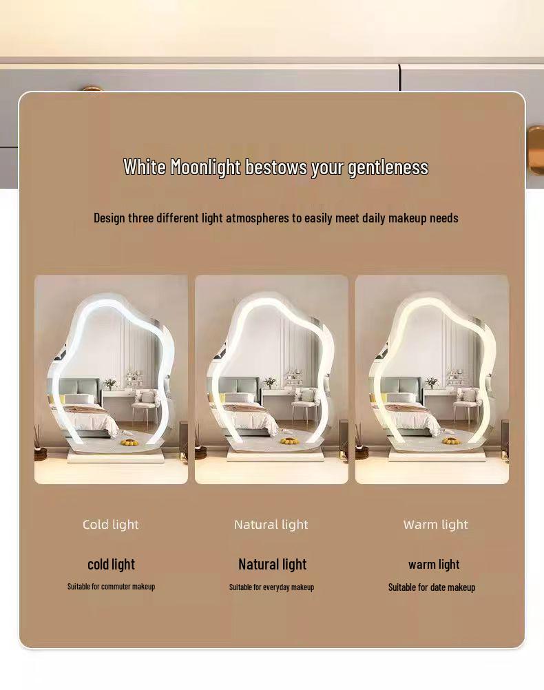2024 Умное облачное зеркало для макияжа с подсветкой: Стильное настольное косметическое зеркало
