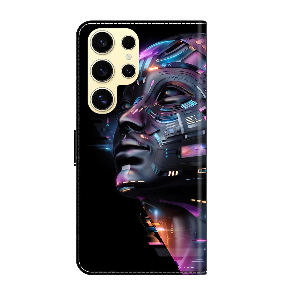 AI Digital Robots Pattern PU Leather Book Case for iPhone Samsung Huawei Honor Google Redmi Xiaomi LG Motorola Sony Nokia Oneplus Oppo