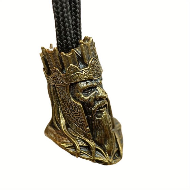 Король-скелет Латунные бусины для ножа EDC DIY Плетеный браслет из паракорда Брелок Подвески Скульптура головы Инструмент для улицы Подвески