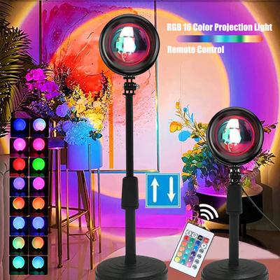 16 RGB Радуга Атмосфера Закат Проектор Лампа Ночной Светильник Закат Свет для Украшения Спальни Фон Стены Tiktok Same